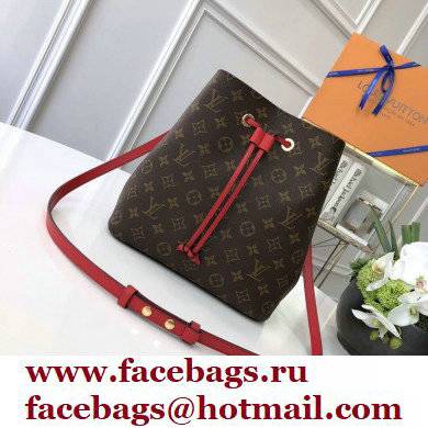 louis vuitton Monogram canvas NeoNoe MM bucket bag RED