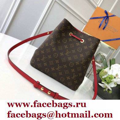 louis vuitton Monogram canvas NeoNoe MM bucket bag RED