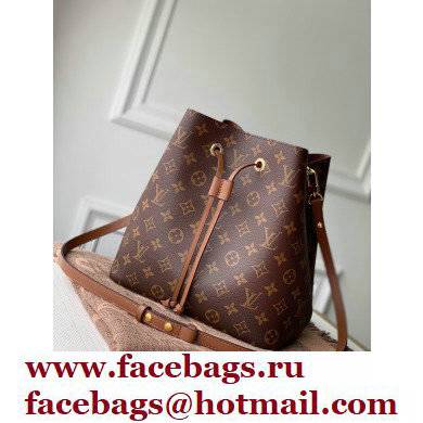 louis vuitton Monogram canvas NeoNoe MM bucket bag caramel