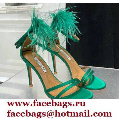 Aquazzura Heel 10cm Concerto Sandals Satin Green 2022