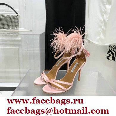 Aquazzura Heel 10cm Concerto Sandals Satin Pink 2022