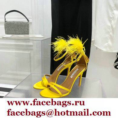 Aquazzura Heel 10cm Concerto Sandals Satin Yellow 2022