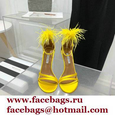 Aquazzura Heel 10cm Concerto Sandals Satin Yellow 2022