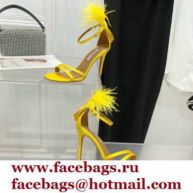 Aquazzura Heel 10cm Concerto Sandals Satin Yellow 2022