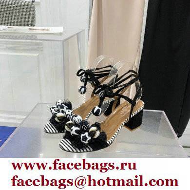Aquazzura Heel 5.5cm Pom Pom Embellished Fringe Tassel Suede Sandals 01 2022 - Click Image to Close