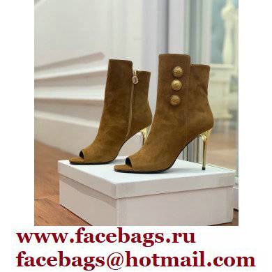 Balmain Heel 10.5cm Roma Ankle Boots Suede Brown 2022