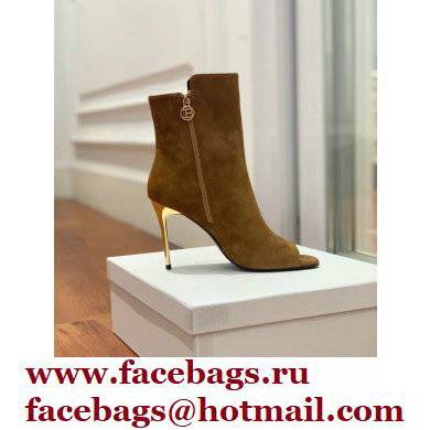 Balmain Heel 10.5cm Roma Ankle Boots Suede Brown 2022