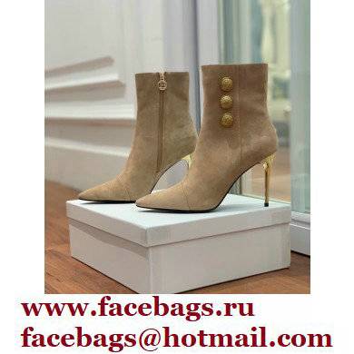 Balmain Heel 10.5cm Roni Ankle Boots Suede Beige 2022