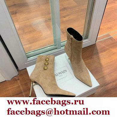 Balmain Heel 10.5cm Roni Ankle Boots Suede Beige 2022