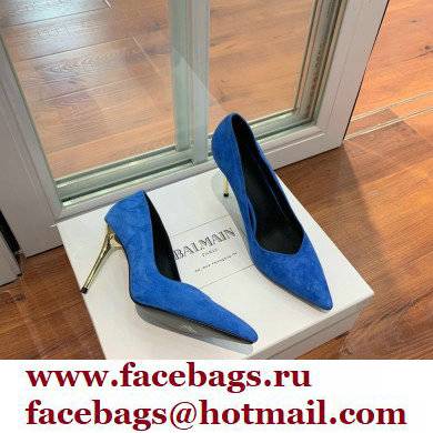 Balmain Heel 10.5cm Ruby pumps Suede Blue 2022