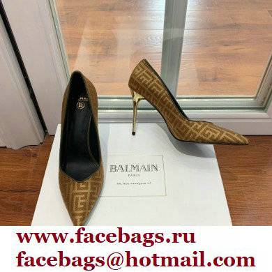 Balmain Heel 10.5cm Ruby pumps with Balmain Monogram Beige/Gold 2022