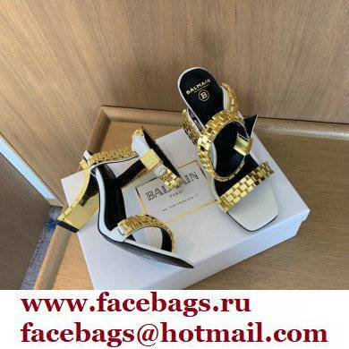 Balmain Heel 10.5cm Ultima Sandals White/Gold 2022