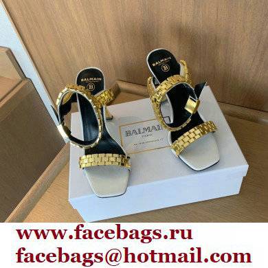 Balmain Heel 10.5cm Ultima Sandals White/Gold 2022