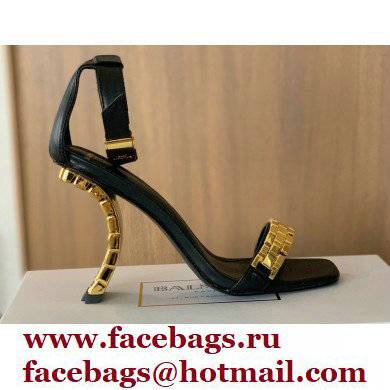 Balmain Heel 10.5cm Ultima Sandals with Finish Black/Gold 2022