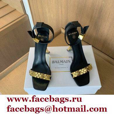 Balmain Heel 10.5cm Ultima Sandals with Finish Black/Gold 2022