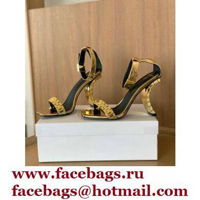 Balmain Heel 10.5cm Ultima Sandals with Finish Patent Gold 2022