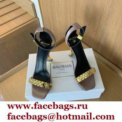 Balmain Heel 10.5cm Ultima Sandals with Finish Patent Nude 2022