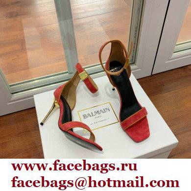 Balmain Heel 10.5cm Uma Sandals Suede Red/Orange 2022