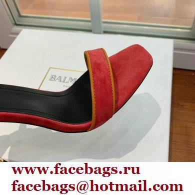 Balmain Heel 10.5cm Uma Sandals Suede Red/Orange 2022