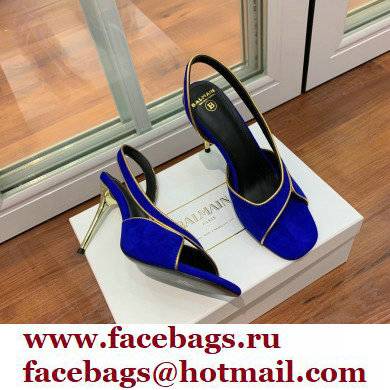 Balmain Heel 9.5cm Macy Slingback Sandals Blue 2022