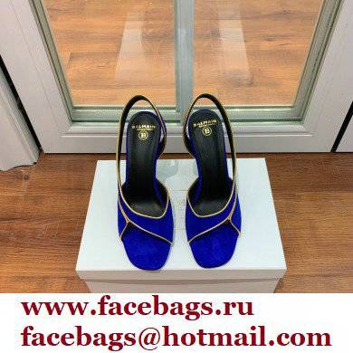 Balmain Heel 9.5cm Macy Slingback Sandals Blue 2022