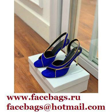 Balmain Heel 9.5cm Macy Slingback Sandals Blue 2022