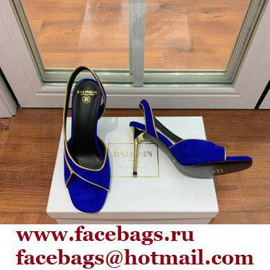 Balmain Heel 9.5cm Macy Slingback Sandals Blue 2022