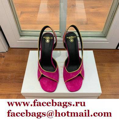 Balmain Heel 9.5cm Macy Slingback Sandals Fuchsia 2022