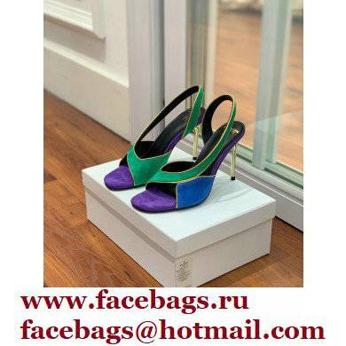 Balmain Heel 9.5cm Macy Slingback Sandals Green/Blue/Purple 2022