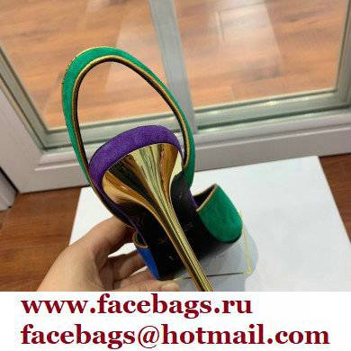 Balmain Heel 9.5cm Macy Slingback Sandals Green/Blue/Purple 2022