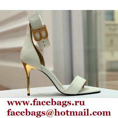 Balmain Heel 9.5cm Rudie Sandals Leather White 2022