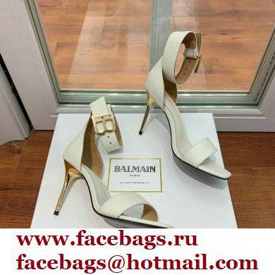 Balmain Heel 9.5cm Rudie Sandals Leather White 2022