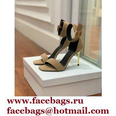 Balmain Heel 9.5cm Rudie Sandals Suede Beige 2022