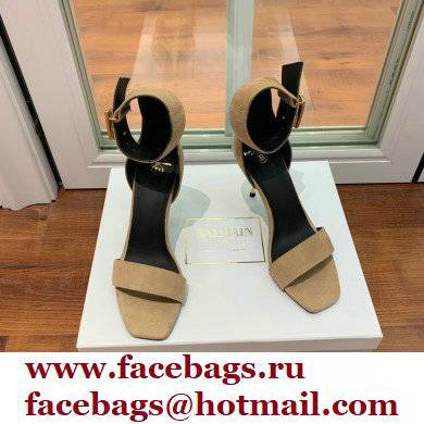 Balmain Heel 9.5cm Rudie Sandals Suede Beige 2022