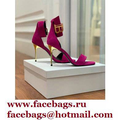 Balmain Heel 9.5cm Rudie Sandals Suede Fuchsia 2022