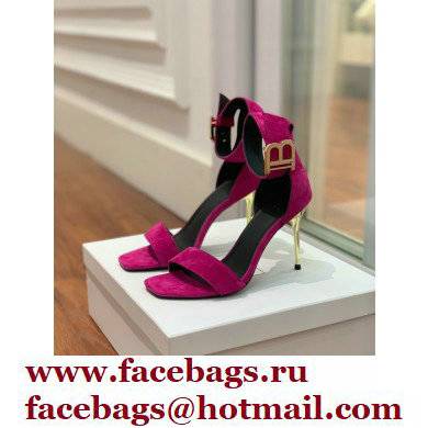 Balmain Heel 9.5cm Rudie Sandals Suede Fuchsia 2022