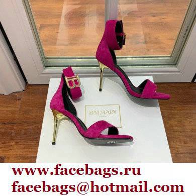 Balmain Heel 9.5cm Rudie Sandals Suede Fuchsia 2022