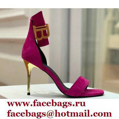 Balmain Heel 9.5cm Rudie Sandals Suede Fuchsia 2022