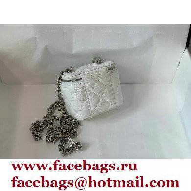 Chanel Caviar Leather Enamel Mini Vanity Case with Chain Bag 81193 White 2022 - Click Image to Close