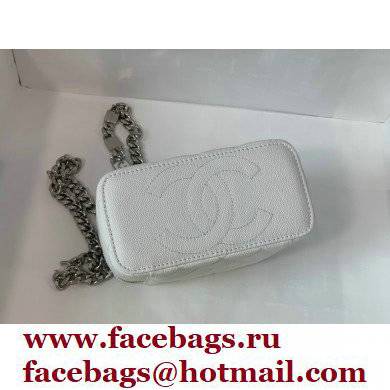 Chanel Caviar Leather Enamel Small Vanity Case with Chain Bag 81194 White 2022