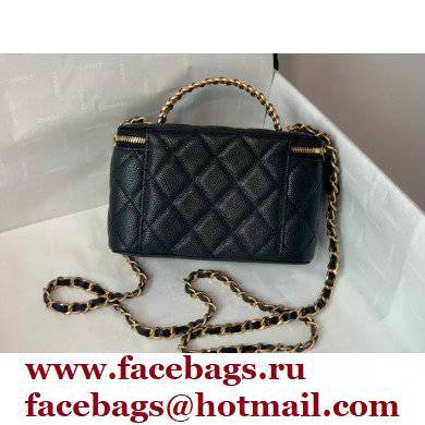 Chanel Small Vanity Case with Logo Chain Handle Bag 81195 Caviar Leather Black 2022