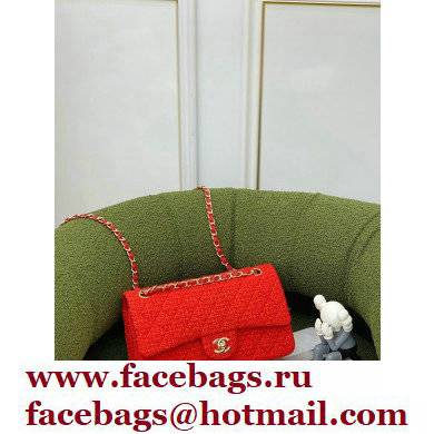 Chanel Tweed Medium Classic Flap Bag Red 2022