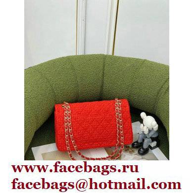 Chanel Tweed Medium Classic Flap Bag Red 2022