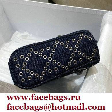 Dior Lady D-Joy Bag in Eyelet Blue Cannage Denim 2022