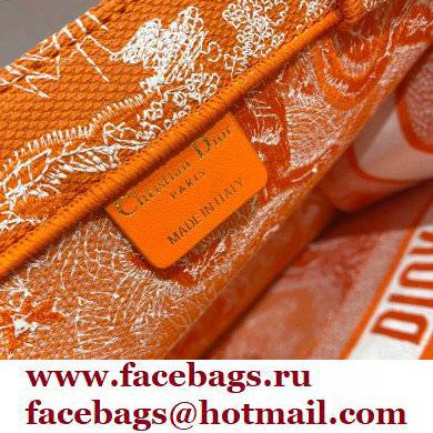 Dior Medium Book Tote Bag in Toile de Jouy Reverse Embroidery Fluorescent Orange 2022