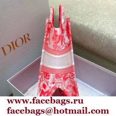 Dior Medium Book Tote Bag in Toile de Jouy Transparent Canvas Fluorescent Pink 2022