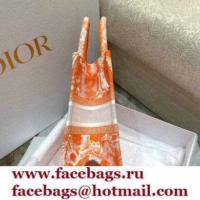 Dior Small Book Tote Bag in Toile de Jouy Transparent Canvas Fluorescent Orange 2022