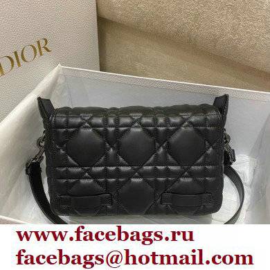 Dior Small Diorcamp Bag in Macrocannage Calfskin Black 2022