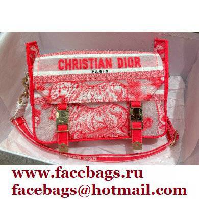 Dior Small Diorcamp Bag in Toile de Jouy Transparent Canvas Fluorescent Pink 2022