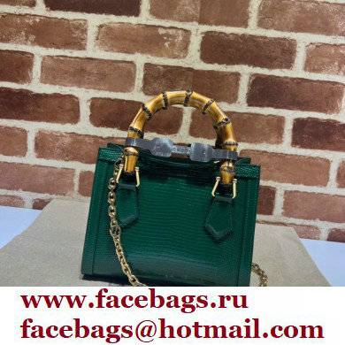 Gucci Diana lizard mini Top Handle bag 675800 Dark Green 2022